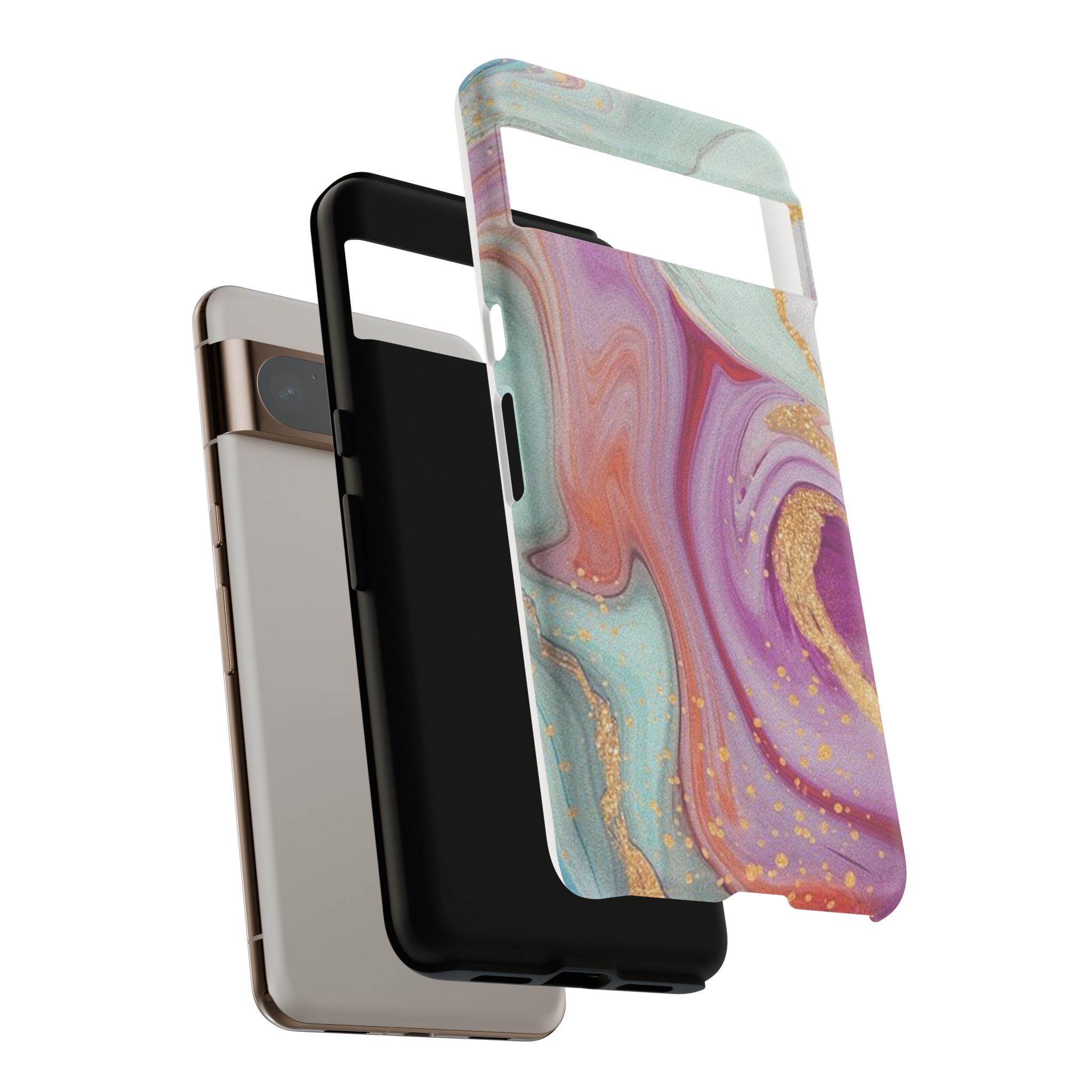 Golden Palmela Artistic Marble Phone Case - Tough & Stylish Protection, Google Pixel 7, Google Pixel 8, Google Pixel 8 Plus