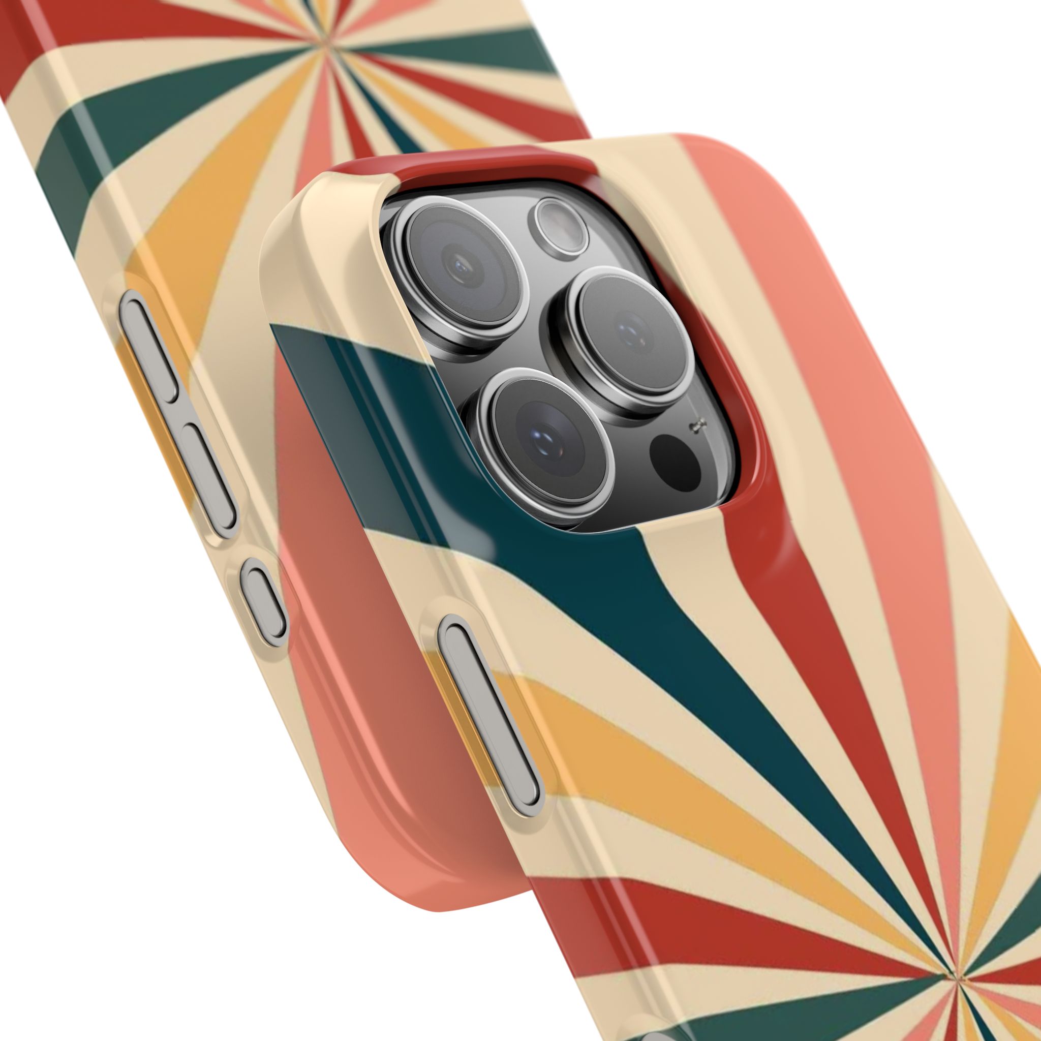 Golden Palmela Retro Spiral Slim Phone Case, Colorful Design for Trendy Protection compatible with iphone 16, iphone 16 Plus, iphone 16 Pro, iphone 16 Pro Max