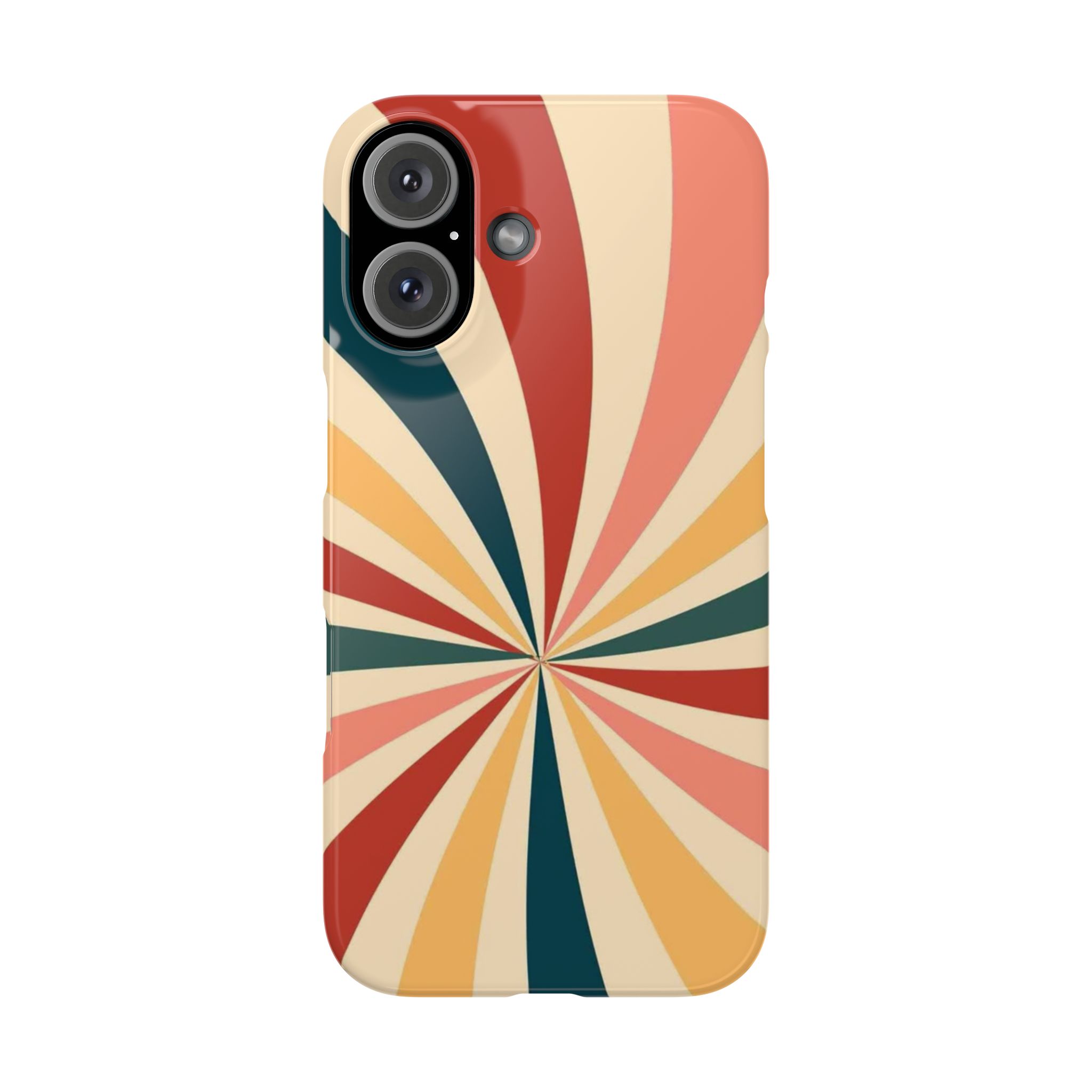 Golden Palmela Retro Spiral Slim Phone Case, Colorful Design for Trendy Protection compatible with iphone 16, iphone 16 Plus, iphone 16 Pro, iphone 16 Pro Max
