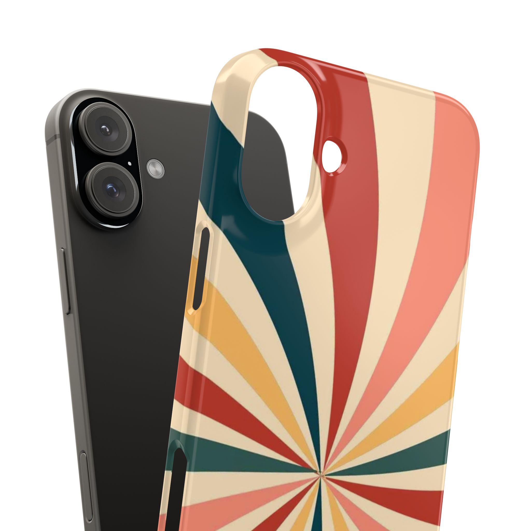 Golden Palmela Retro Spiral Slim Phone Case, Colorful Design for Trendy Protection compatible with iphone 16, iphone 16 Plus, iphone 16 Pro, iphone 16 Pro Max