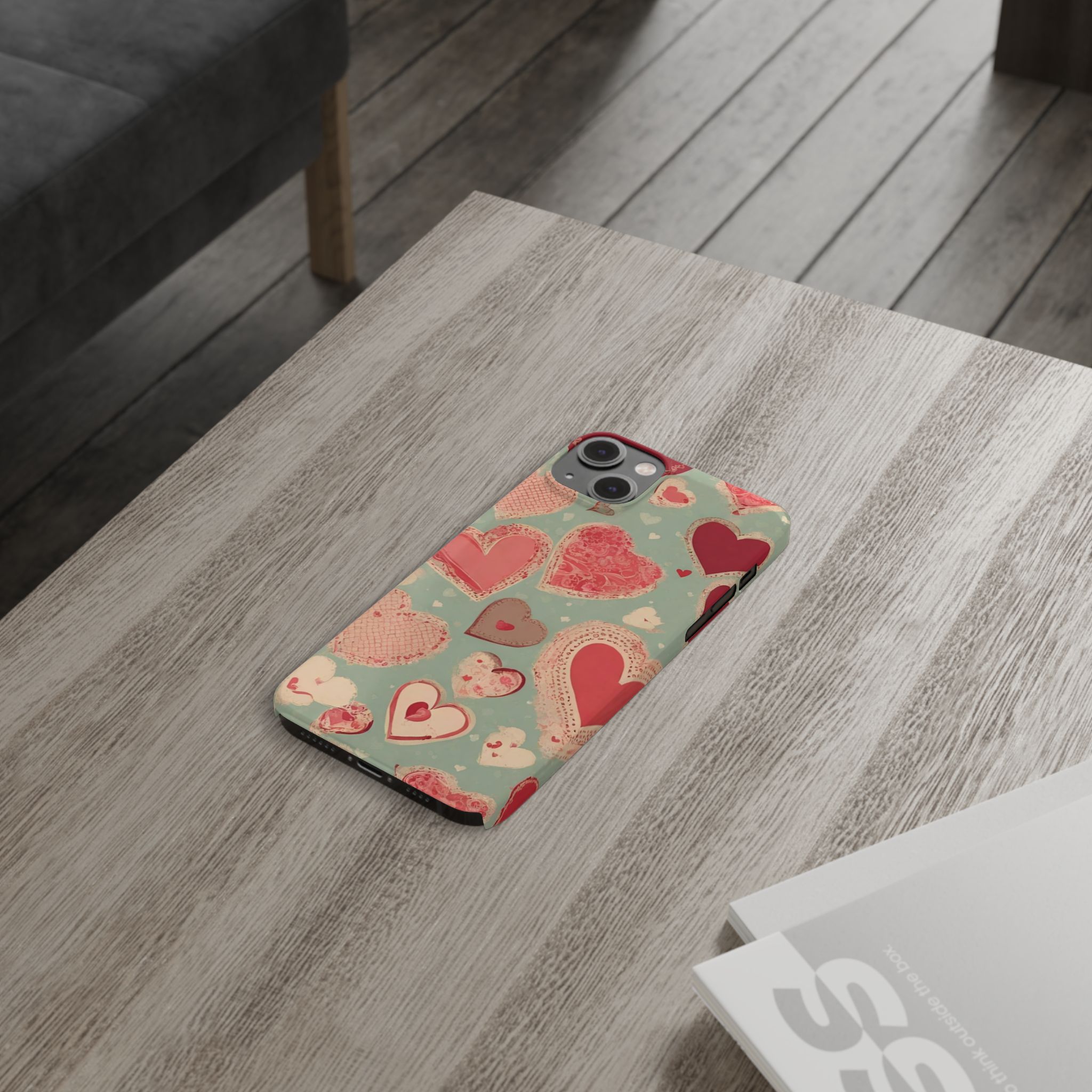 Golden Palmela Romantic Heart Slim Phone Cases, Cute Protection for Valentine's Day & Love Celebrations compatible with iphone 14, iphone 14 Plus, iphone 14 Pro, iphone 14 Pro Max