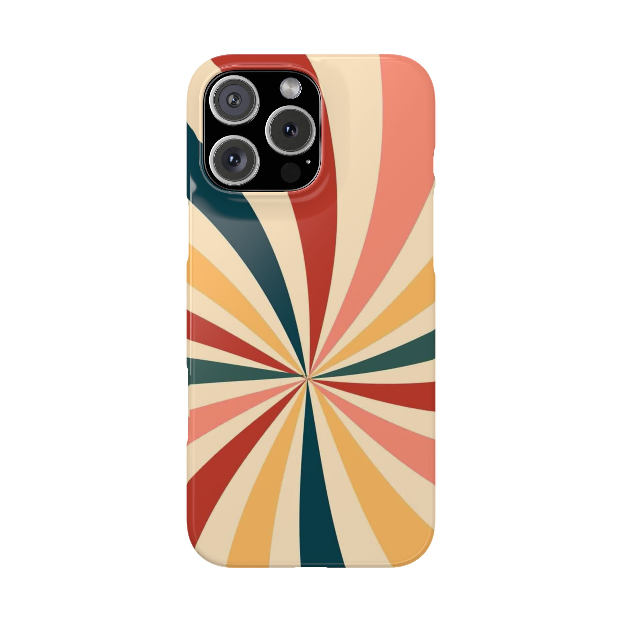 Golden Palmela Retro Spiral Slim Phone Case, Colorful Design for Trendy Protection compatible with iphone 16, iphone 16 Plus, iphone 16 Pro, iphone 16 Pro Max